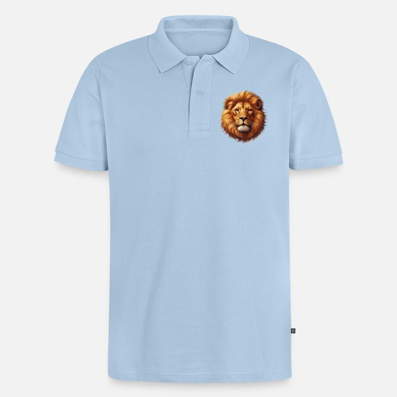 Löwe - Männer Premium Bio Polo Shirt - Hellblau