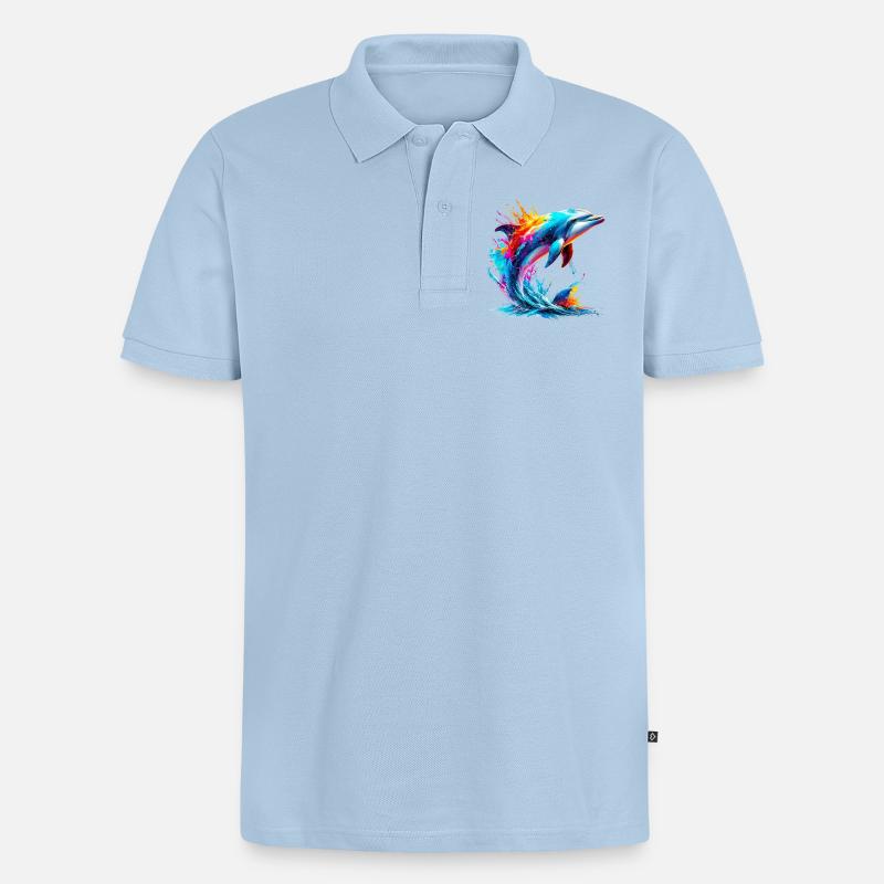 Dauphin - Polo bio Premium Homme - bleu clair