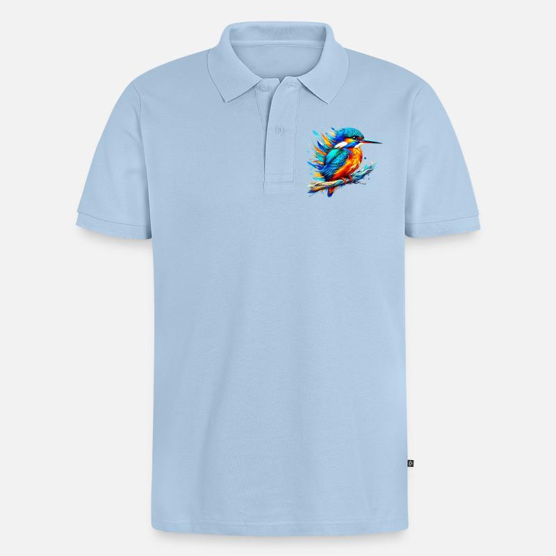 Eisvogel - Männer Premium Bio Polo Shirt - Hellblau