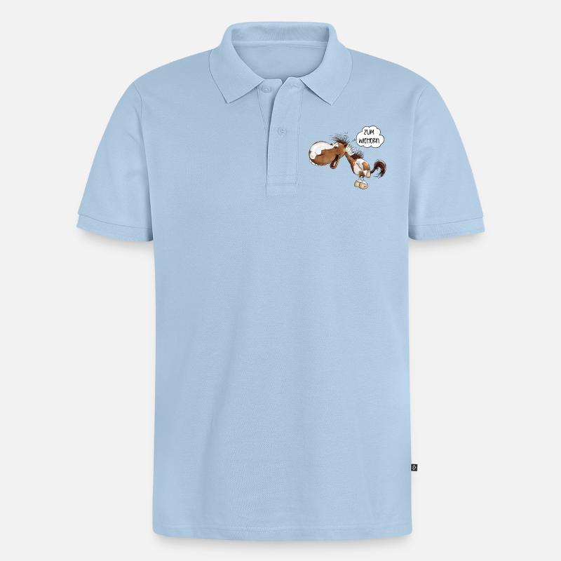 Zum Wiehern Pferd Schecke Lustiges Pferd - Männer Premium Bio Polo Shirt - Hellblau