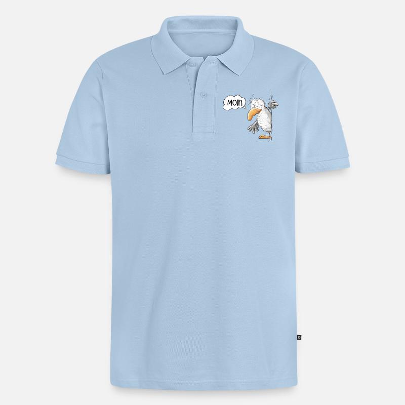 Moin Spruch Möwe Tiermotiv - Männer Premium Bio Polo Shirt - Hellblau