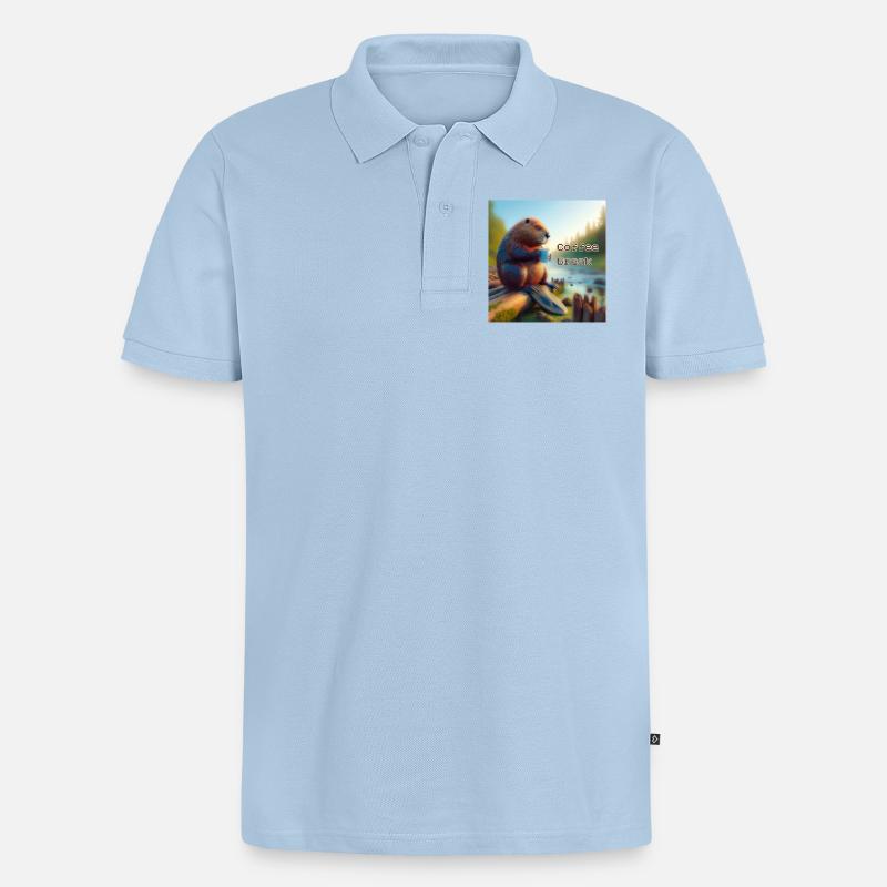 Pause-café castor - Polo bio Premium Homme - bleu clair