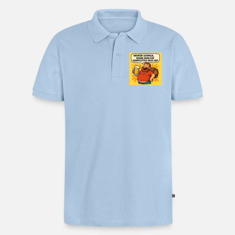 Six Pack oder Fass - Männer Premium Bio Polo Shirt - Hellblau
