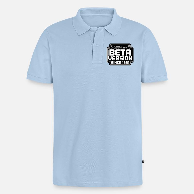 Retro Tech Logo Design - Männer Premium Bio Polo Shirt - Hellblau