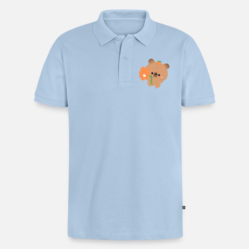 Romantisches Capybara - Männer Premium Bio Polo Shirt - Hellblau