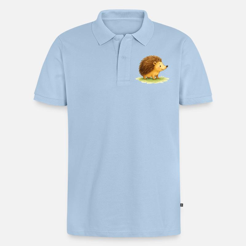 Igel Comic - Männer Premium Bio Polo Shirt - Hellblau