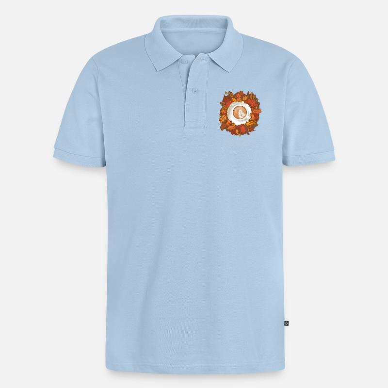Leaves are Falling, Coffee is Calling - Männer Premium Bio Polo Shirt - Hellblau