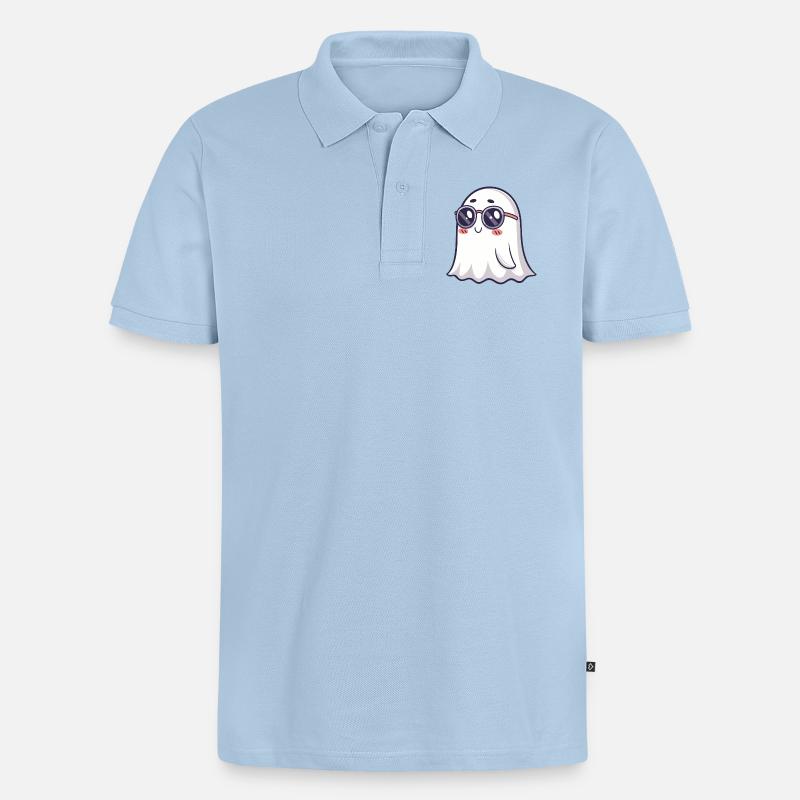 Retro Phantom Runde Brille - Männer Premium Bio Polo Shirt - Hellblau