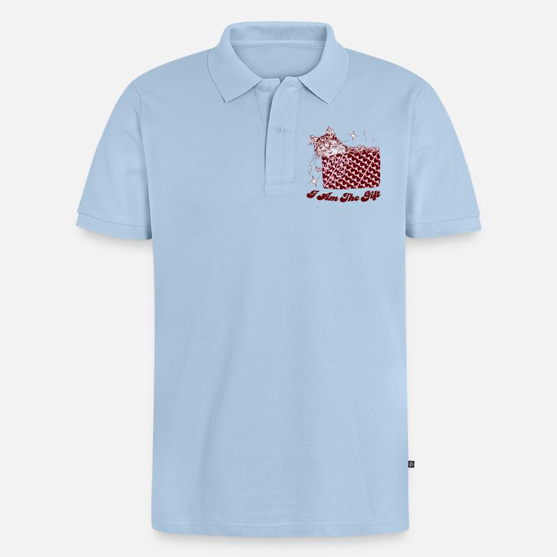 ICH BIN DAS GESCHENK - Männer Premium Bio Polo Shirt - Hellblau
