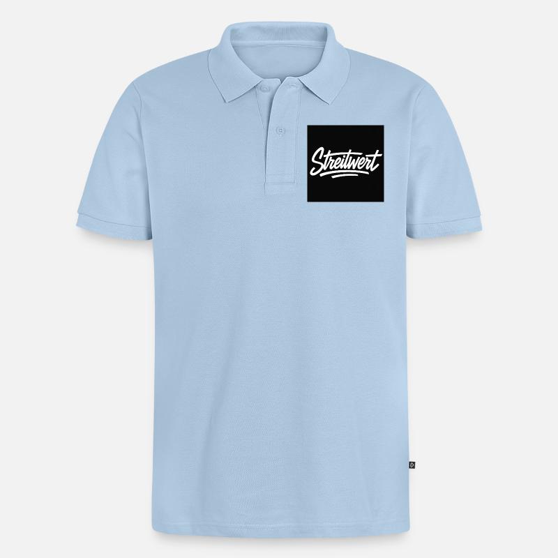 Streitwert Script Logo Schwarz - Männer Premium Bio Polo Shirt - Hellblau