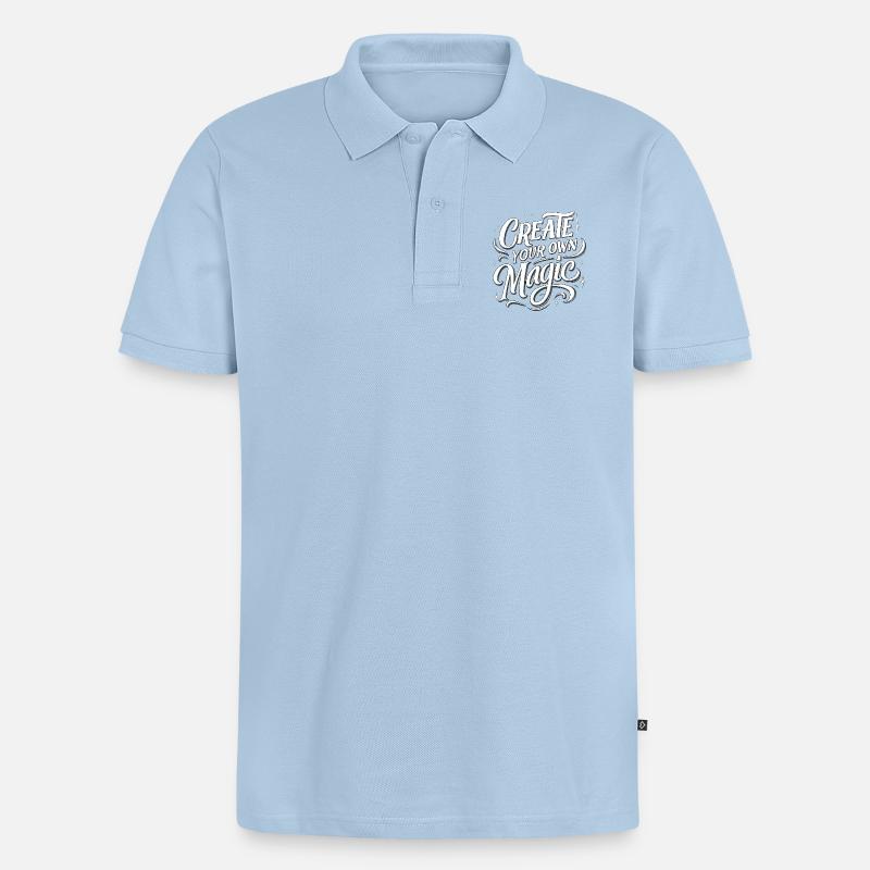 Create Your Own Magic Text - Männer Premium Bio Polo Shirt - Hellblau