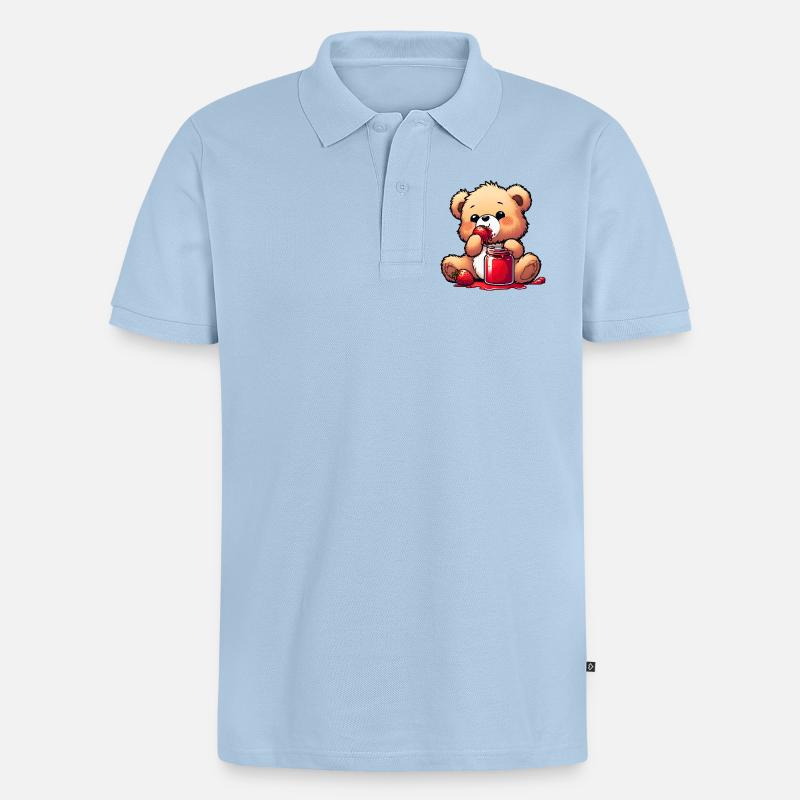 Bärchen Teddybär Bär - Männer Premium Bio Polo Shirt - Hellblau