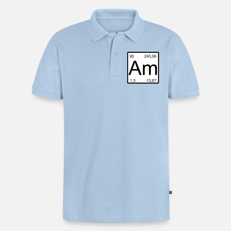 Americium Am Element Typography - Männer Premium Bio Polo Shirt - Hellblau