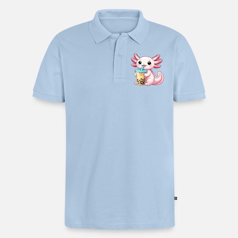Bubble Tea Drachen-Anhänger - Männer Premium Bio Polo Shirt - Hellblau