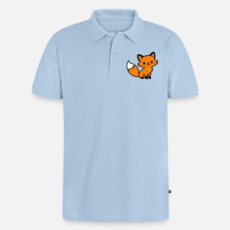Fuchs Niedlich Comic - Männer Premium Bio Polo Shirt - Hellblau