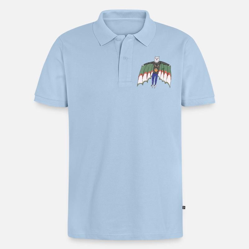 Vampire Cat - Männer Premium Bio Polo Shirt - Hellblau