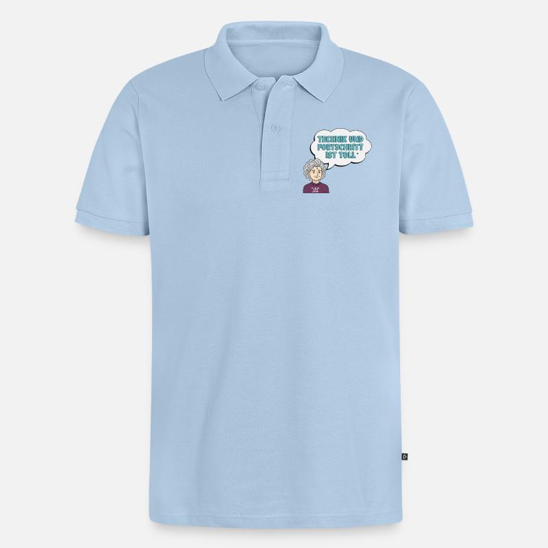 Technikliebe mit Oma Comic - Männer Premium Bio Polo Shirt - Hellblau