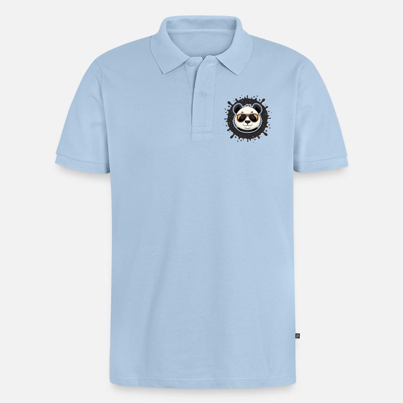 Panda Chic Gläser oranger Spritzer - Männer Premium Bio Polo Shirt - Hellblau