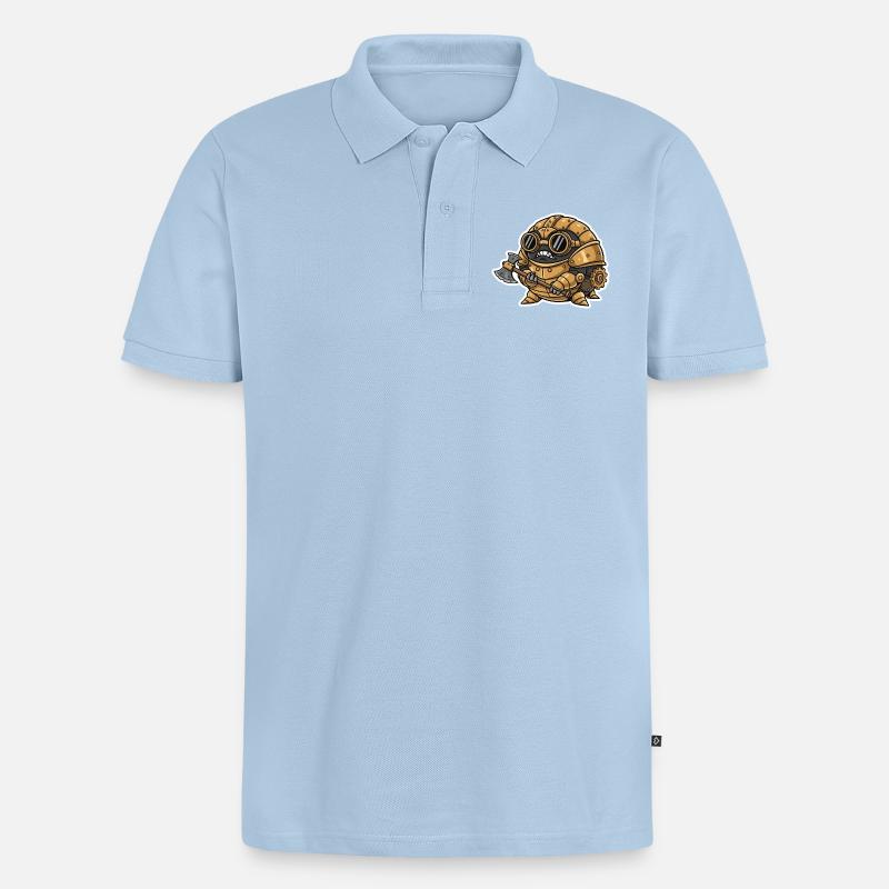 Sowbug Krieger Steampunk Axt Kupferrüstung - Männer Premium Bio Polo Shirt - Hellblau