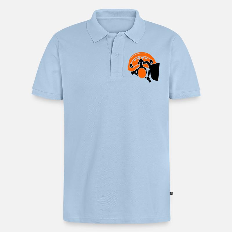 Forsthelm Baumpflege Waldarbeiter Holzfäller - Männer Premium Bio Polo Shirt - Hellblau