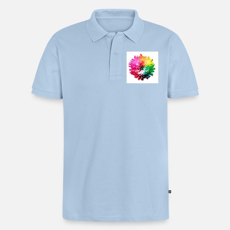 Regenbogen Blüte Explosion - Männer Premium Bio Polo Shirt - Hellblau