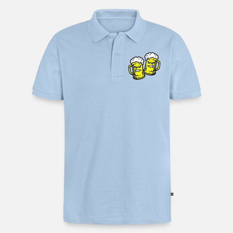 Verre de bière comique - Polo bio Premium Homme - bleu clair