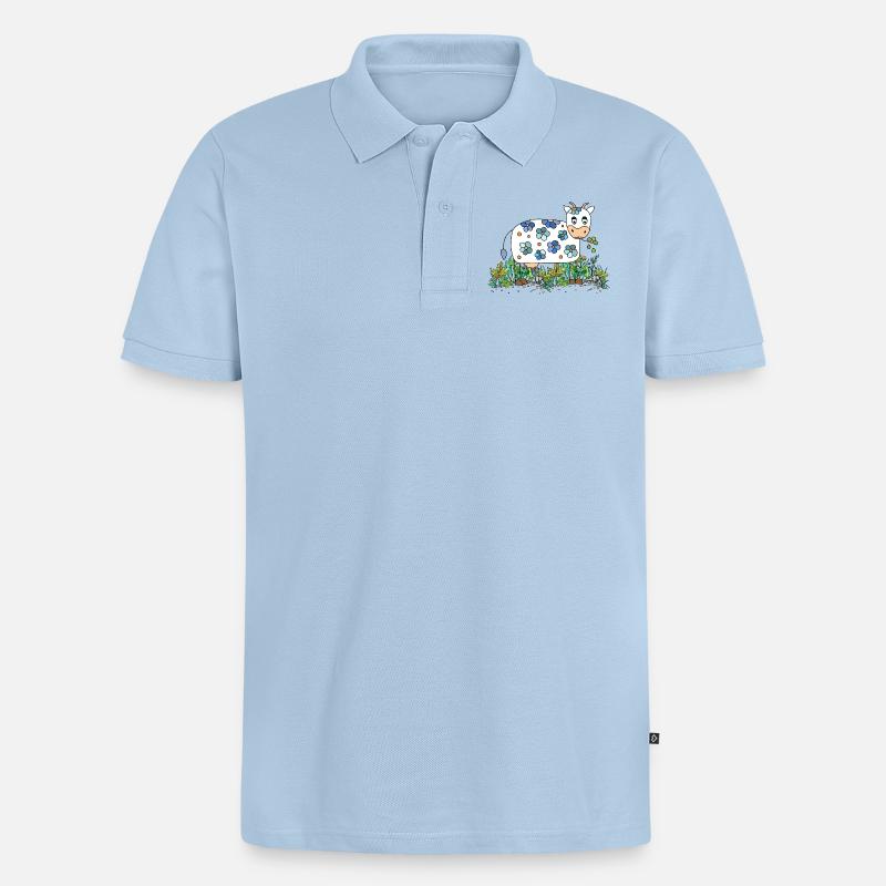 Kuh - Männer Premium Bio Polo Shirt - Hellblau