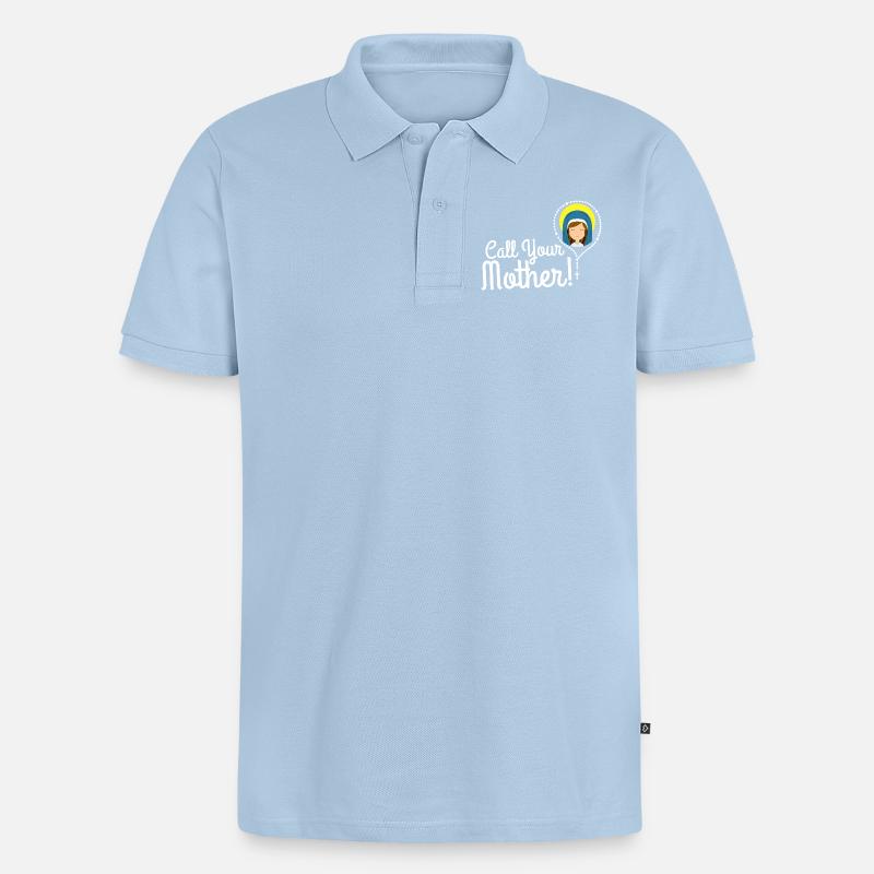 Nenne deine Mutter Illustration Tee - Männer Premium Bio Polo Shirt - Hellblau