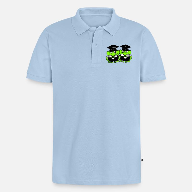 2 grenouilles diplômées du lycée - Polo bio Premium Homme - bleu clair
