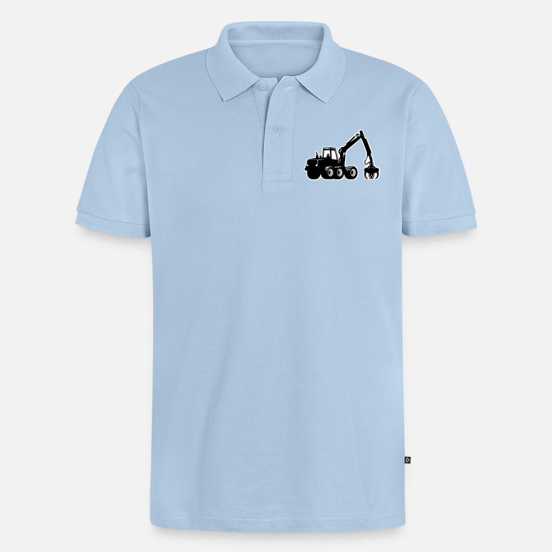 Harvester Silhouette - Männer Premium Bio Polo Shirt - Hellblau