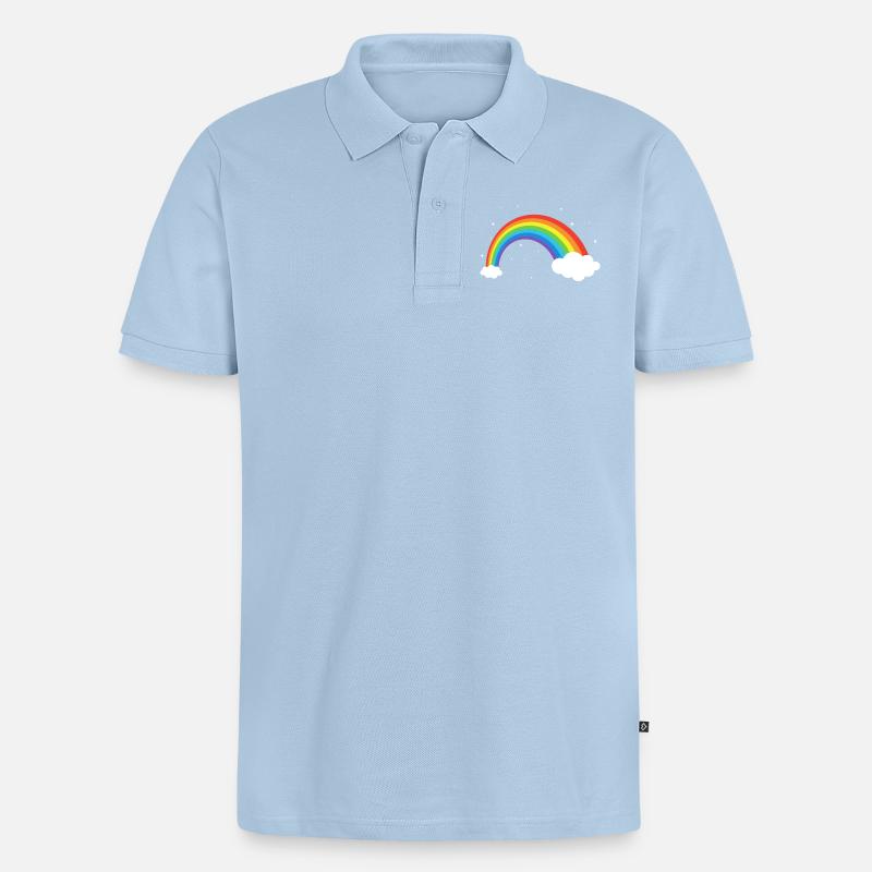 Kosmischer Regenbogenbogen - Männer Premium Bio Polo Shirt - Hellblau