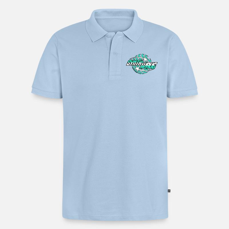 Synth Wave Synthesizer  - Männer Premium Bio Polo Shirt - Hellblau