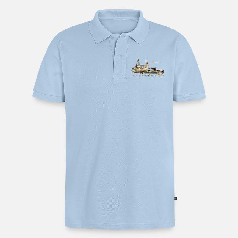 Dresden - Männer Premium Bio Polo Shirt - Hellblau