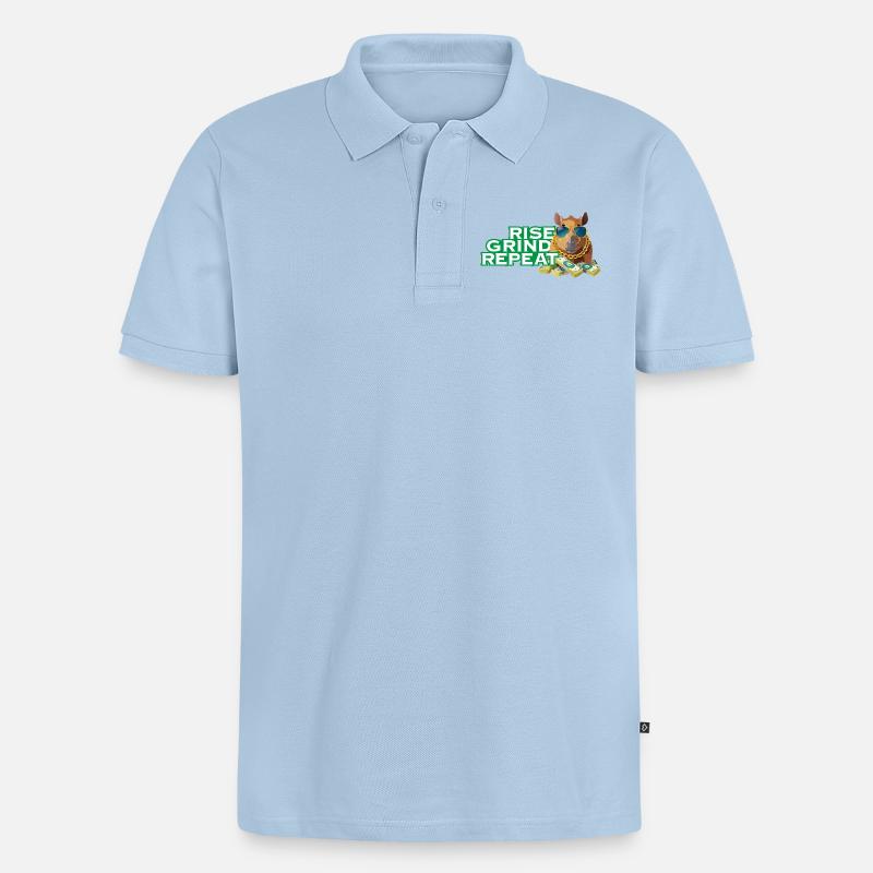 Rise, Grind, Repeat - Capybara Hustle motivation - Männer Premium Bio Polo Shirt - Hellblau