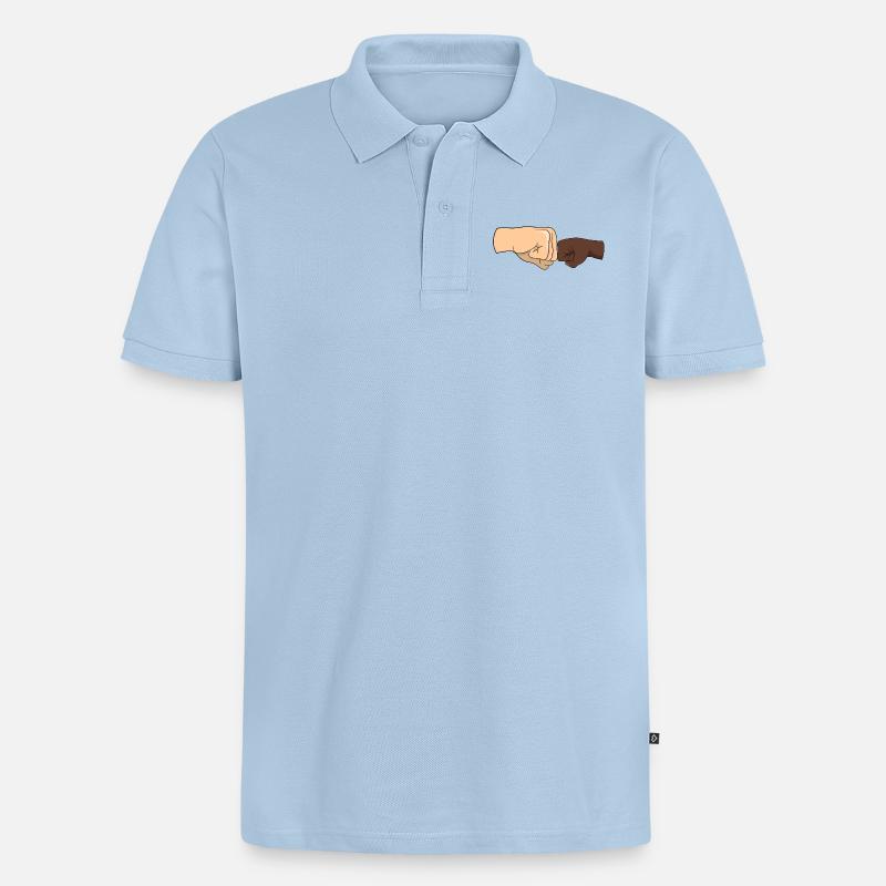 Fäuste in Freundschafts-Geste - Männer Premium Bio Polo Shirt - Hellblau