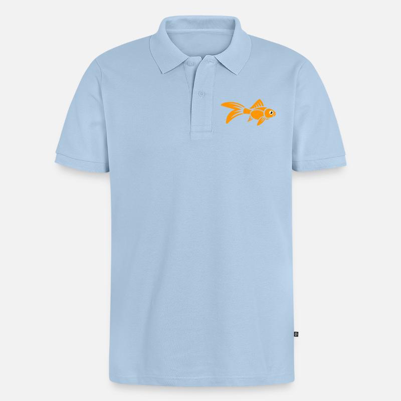 Stilisierter Goldfisch - Männer Premium Bio Polo Shirt - Hellblau