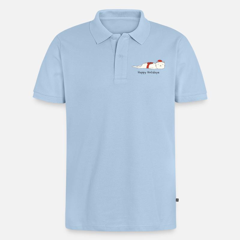 Drôle de chat Noël - Polo bio Premium Homme - bleu clair