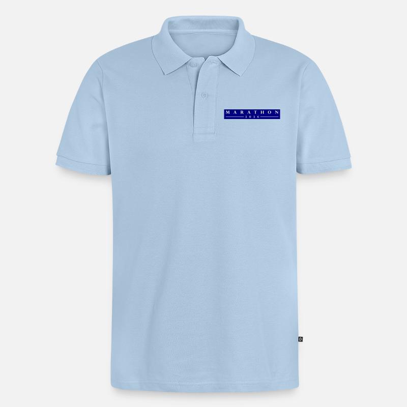 Marathon 2026 - Polo bio Premium Homme - bleu clair
