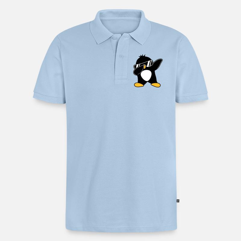 Dabbing Pinguin - Männer Premium Bio Polo Shirt - Hellblau