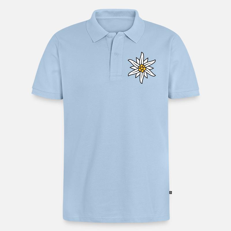 Edelweiss Bergblume Logo - Männer Premium Bio Polo Shirt - Hellblau