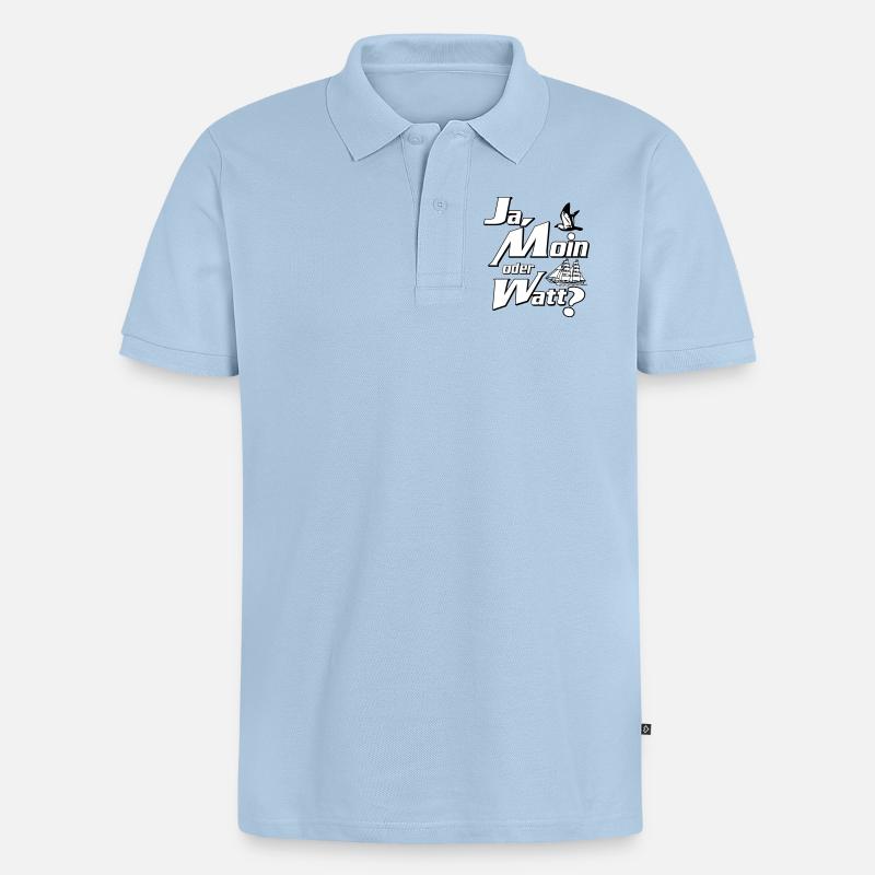 Ja Moin oder Watt? - Männer Premium Bio Polo Shirt - Hellblau