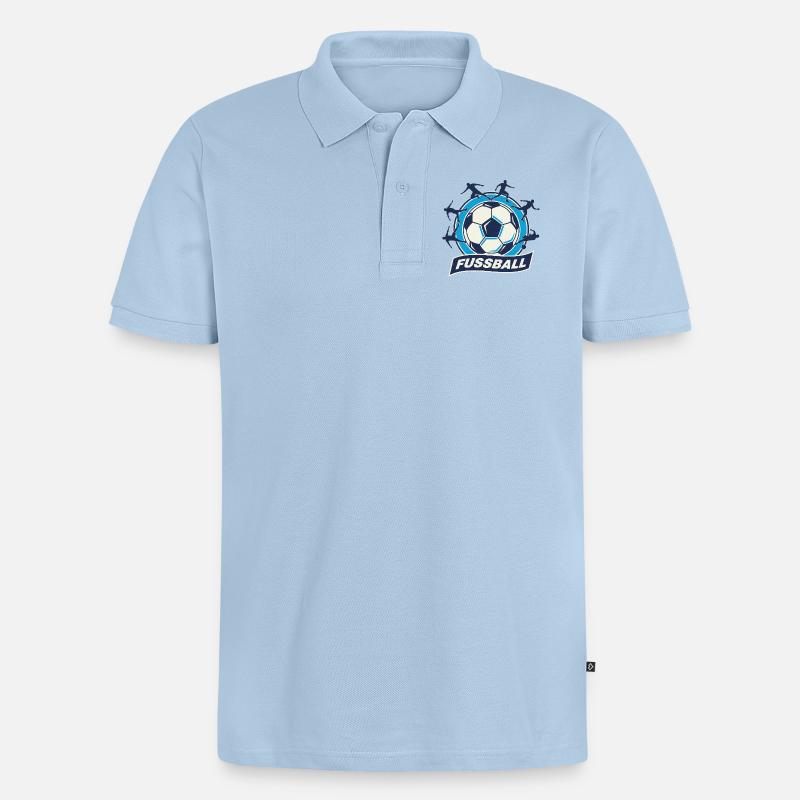 Fussball Kreis Emblem Dynamik - Männer Premium Bio Polo Shirt - Hellblau