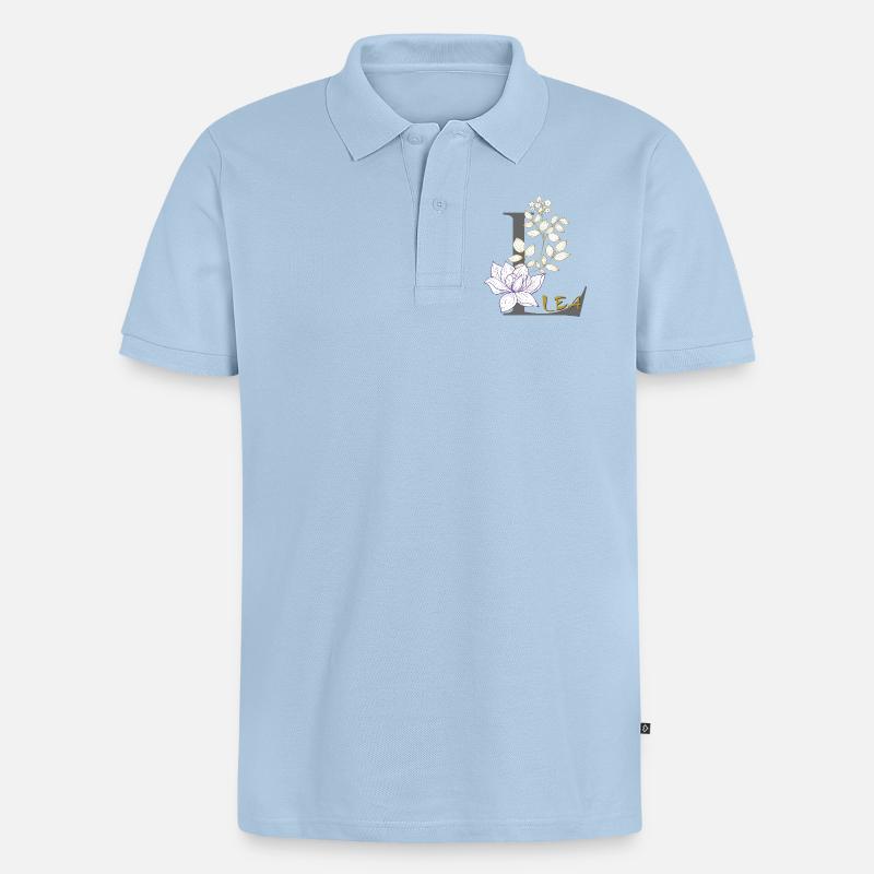 Buchstabe L Initiale Lea - Männer Premium Bio Polo Shirt - Hellblau