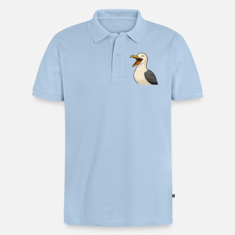 Lachende_Moewe - Männer Premium Bio Polo Shirt - Hellblau