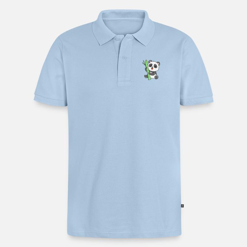 Panda - Männer Premium Bio Polo Shirt - Hellblau