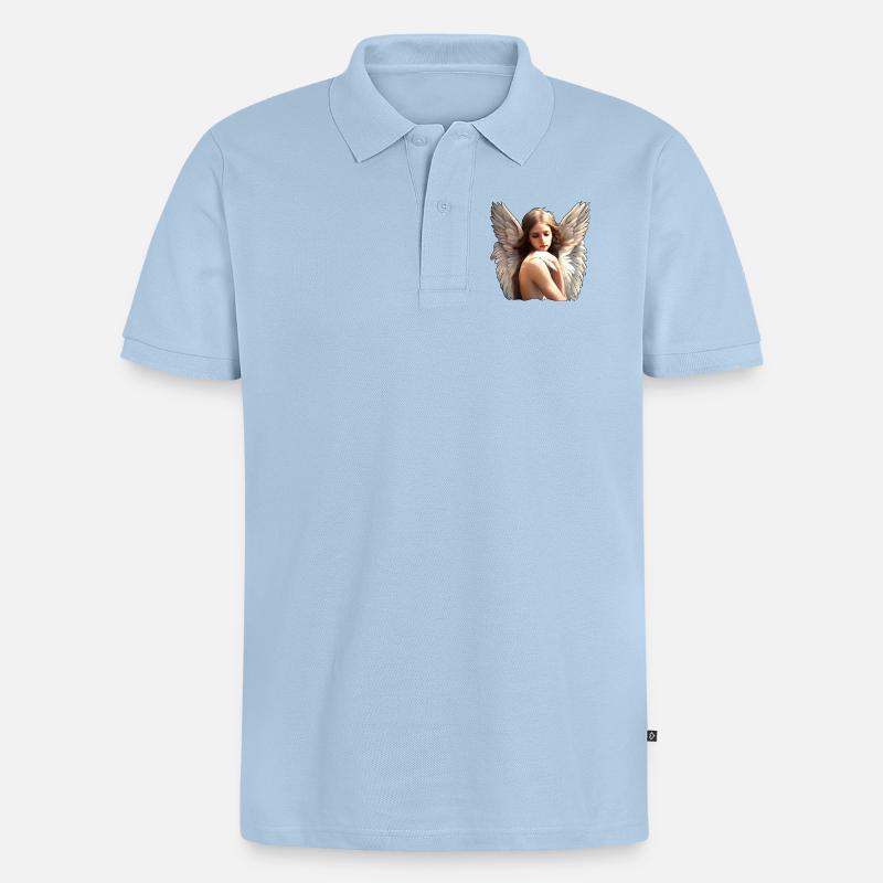 Himmlischer Engel - Männer Premium Bio Polo Shirt - Hellblau