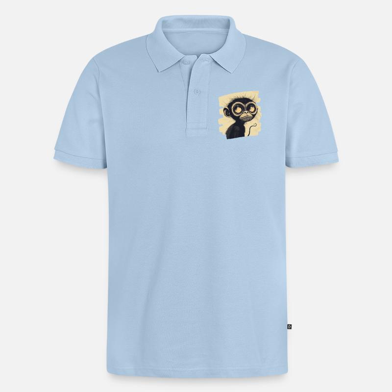 Affe - Männer Premium Bio Polo Shirt - Hellblau
