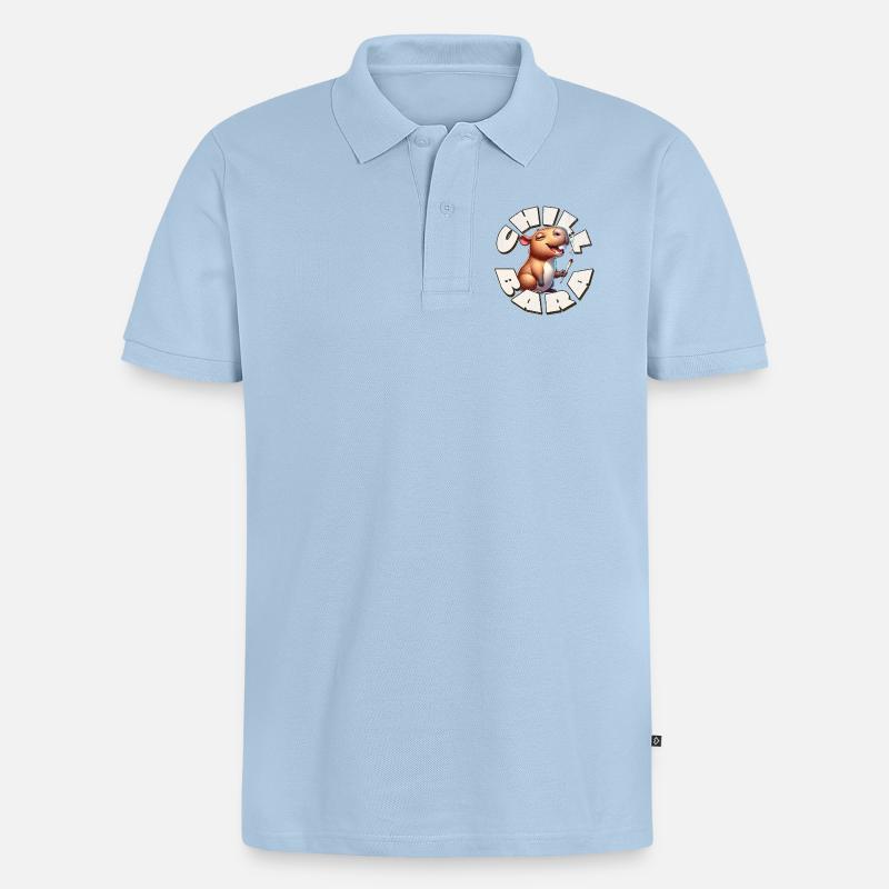 Capybara Chill Bara - Männer Premium Bio Polo Shirt - Hellblau