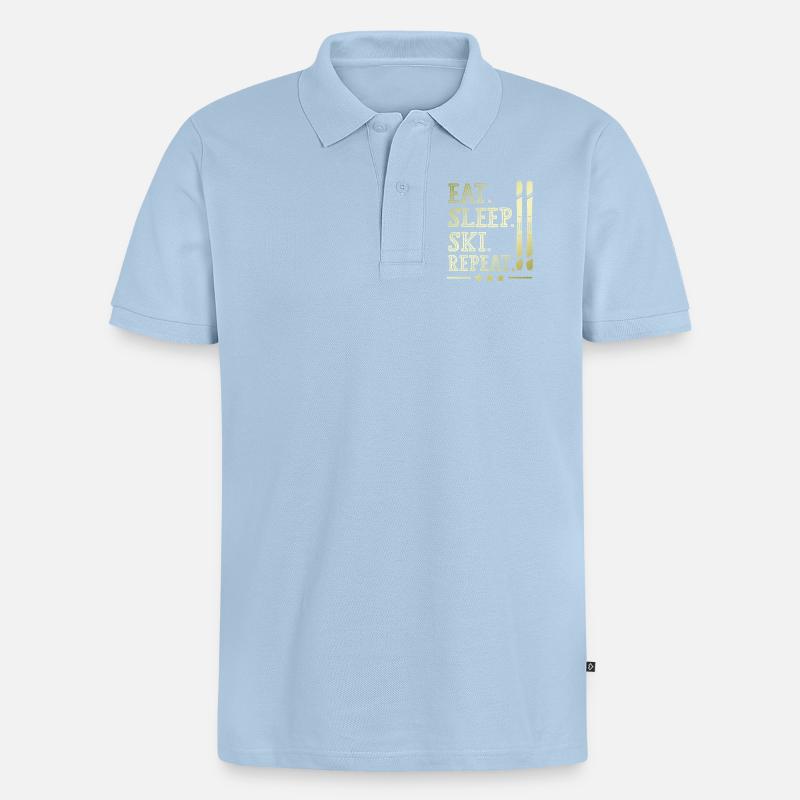 Manger dormir Ski Répéter - Polo bio Premium Homme - bleu clair