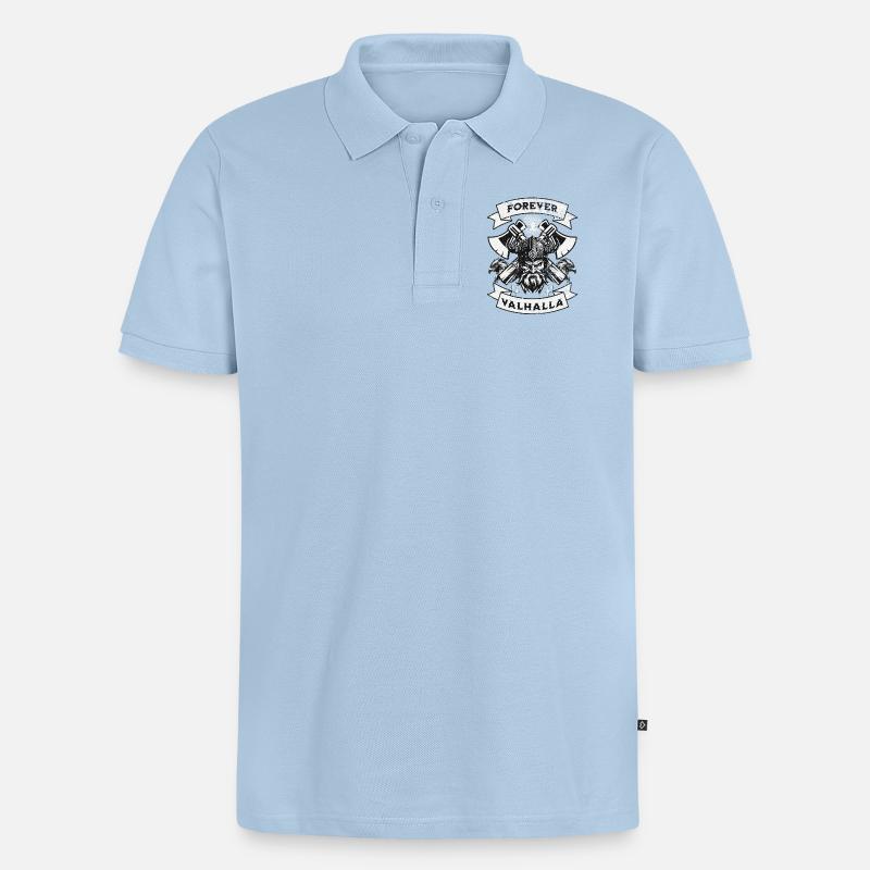 Forever Valhalla Wikinger Design - Männer Premium Bio Polo Shirt - Hellblau